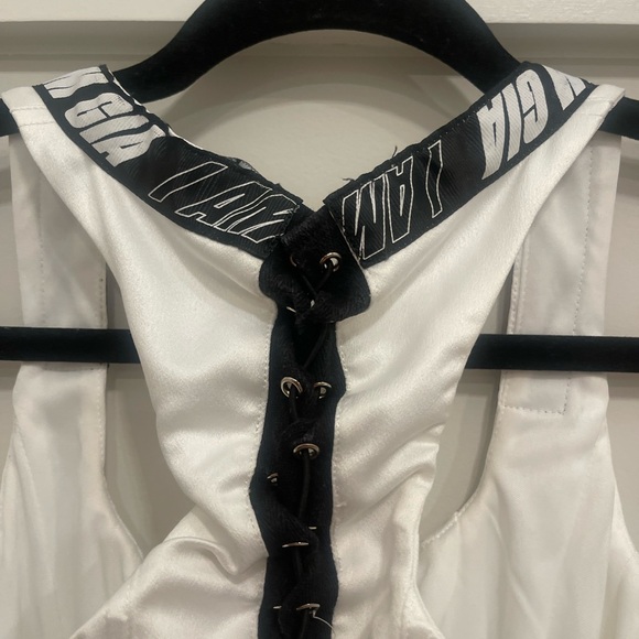 I.AM.GIA White Corset Top with Black Straps - Picture 4 of 4